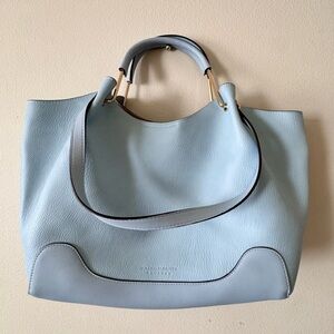 Sondra Roberts Blue Tote Bag with Metal Handle